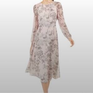 Tommy Hilfiger Diana Sheer Pink Floral Print Chiffon Midi Dress size 0P